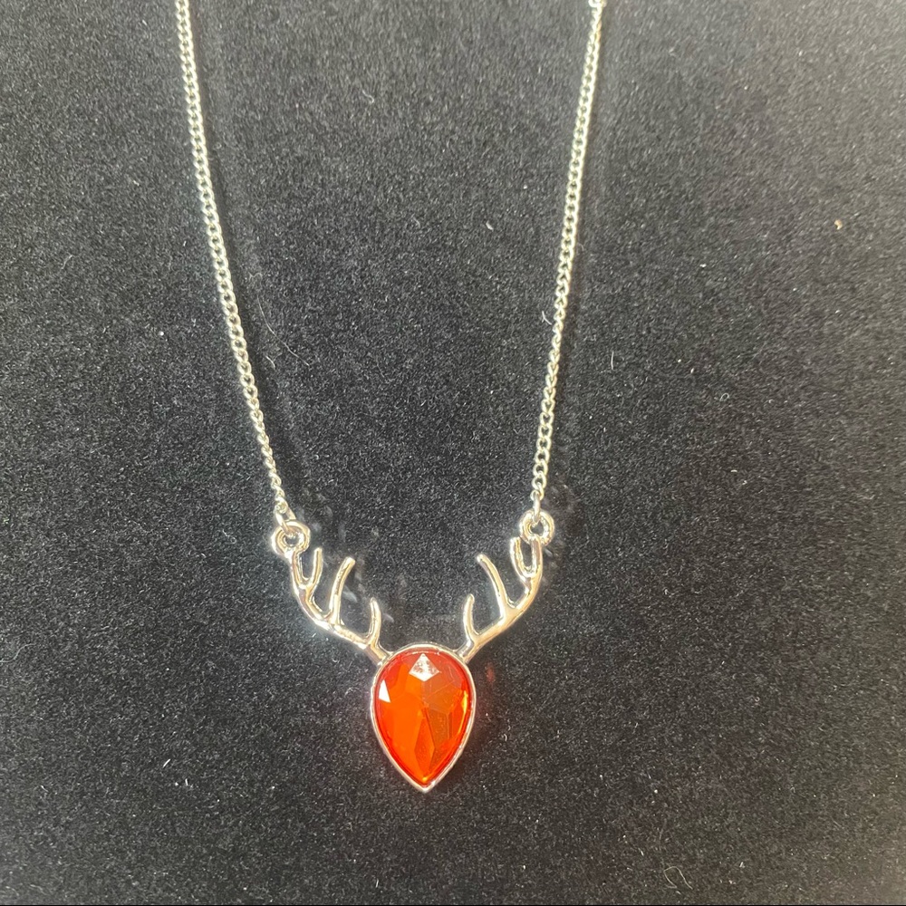 Orange Crystal Deer Antler Necklace